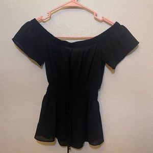 GUESS BLACK MESH TOP - OFF THE SHOULDER